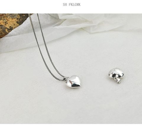 1 Piece Fashion Heart Shape Sterling Silver Patchwork Pendant Necklace