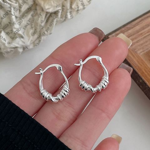 1 Par Moda Circulo Plata Esterlina Pendientes De Aro