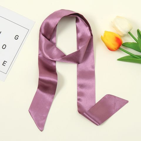 Women's Simple Style Solid Color Satin Silk Scarves