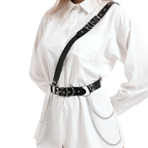 Retro Solid Color Pu Leather Women's Leather Belts