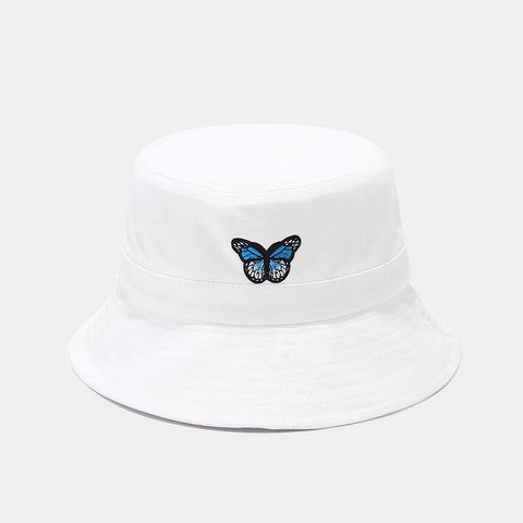 Women's Simple Style Butterfly Embroidery Wide Eaves Bucket Hat