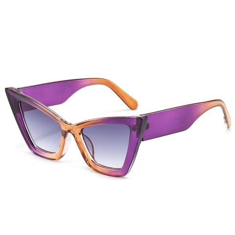 Hip-hop Color Block Leopard Pc Cat Eye Full Frame Women's Sunglasses