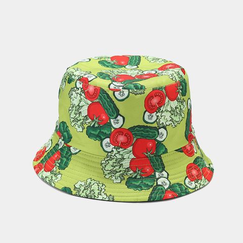Women's Fashion Vegetable Printing Wide Eaves Bucket Hat