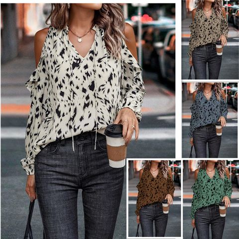 Women's Shirt Long Sleeve Blouses Fashion Color Block