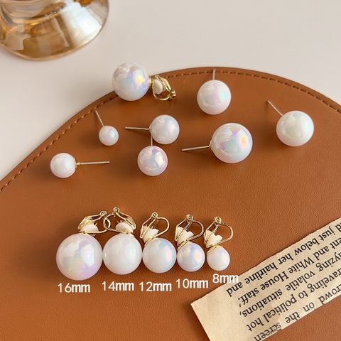 1 Pair Retro Solid Color Imitation Pearl Women's Ear Clips Ear Studs