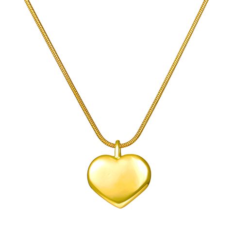 1 Piece Simple Style Heart Shape Copper Plating Pendant Necklace
