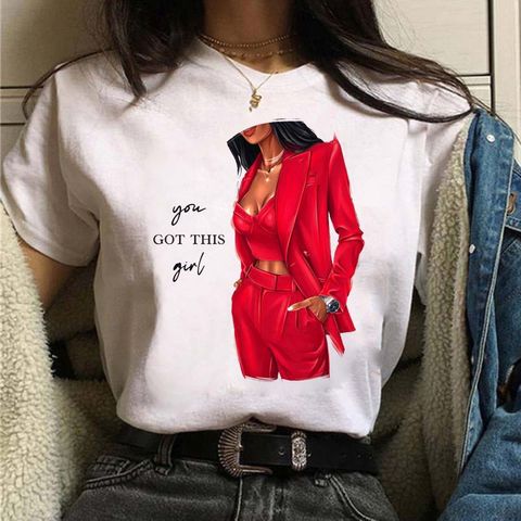 Women's T-shirt Short Sleeve T-shirts Printing Fashion Portrait
