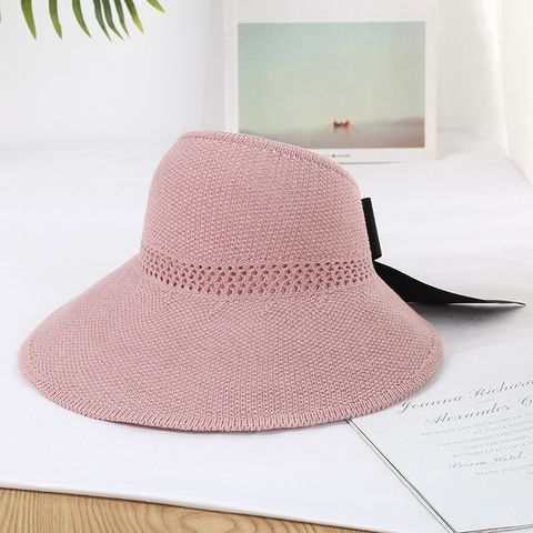 Women's Vacation Solid Color Bowknot Big Eaves Sun Hat