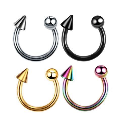 4 Pieces Fashion Geometric Stainless Steel Plating Eyebrow Nails Tongue Nail Nose Ring