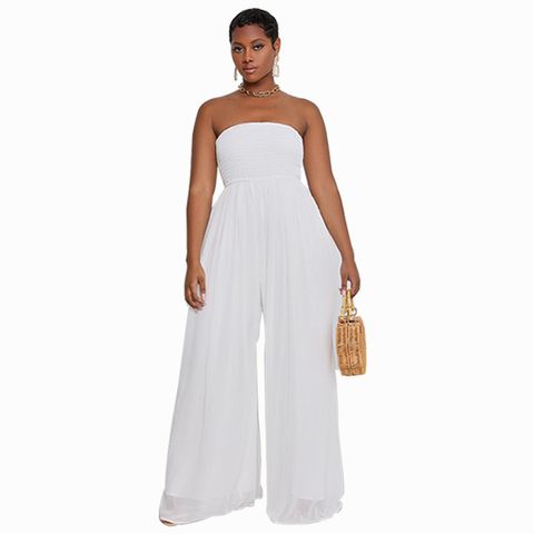 Women'S Holiday Casual Solid Color Full Length Pleated Casual Pants Jumpsuits