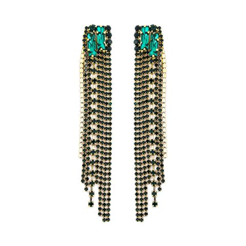 1 Pair Glam Tassel Metal Plating Rhinestones Women's Drop Earrings