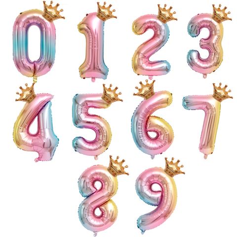 Birthday Cartoon Style Cute Number Aluminum Film Indoor Party Festival Balloons