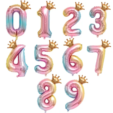 Birthday Number Crown Aluminum Film Birthday Balloons