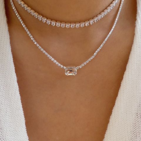 1 Piece Sweet Geometric Rhinestone Plating Artificial Rhinestones Women's Necklace