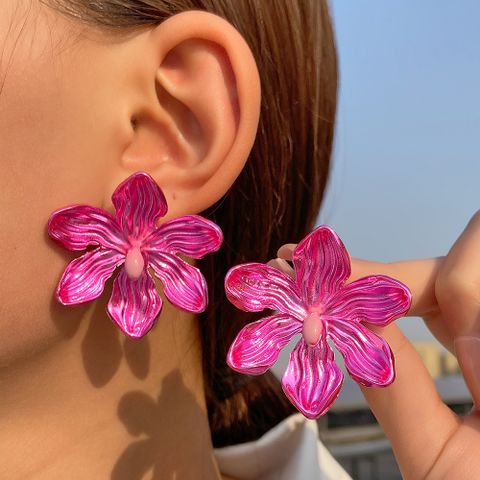 Simple Style Flower Alloy Patchwork Women's Ear Studs