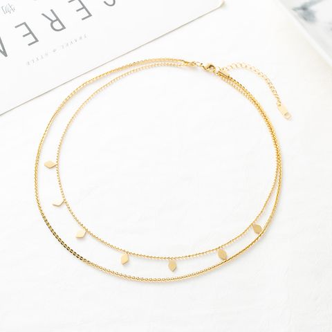 1 Piece Fashion Rhombus Stainless Steel Layered Layered Necklaces