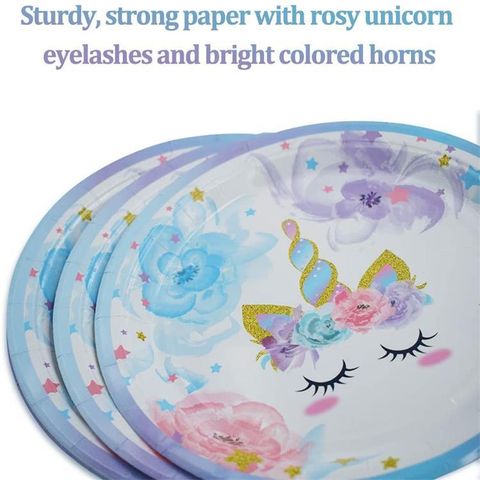 Simple Style Unicorn Napkins And Paper Plates 16 Pieces