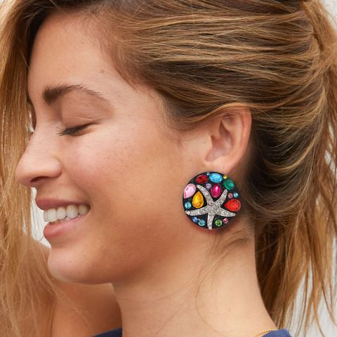 1 Pair Fashion Round Coral Alloy Inlay Rhinestones Women's Ear Studs