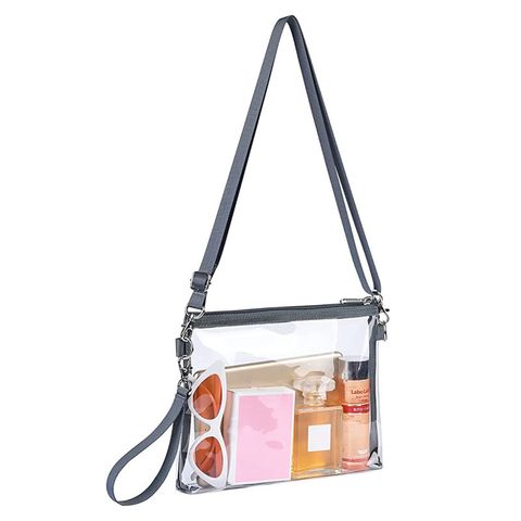 Women's Pvc Solid Color Basic Square Zipper Cosmetic Bag Crossbody Bag Coin Purse