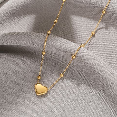 Mode Einfacher Stil Herzform Titan Stahl Überzug Halskette