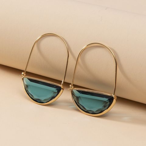 1 Pair Fashion Semicircle Crystal Women's Earrings