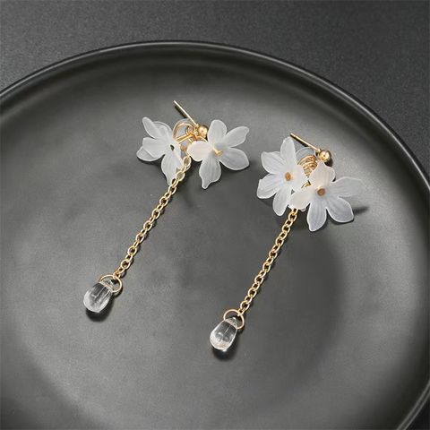 1 Pair Sweet Leaf Tassel Flower Imitation Pearl Alloy Women's Earrings