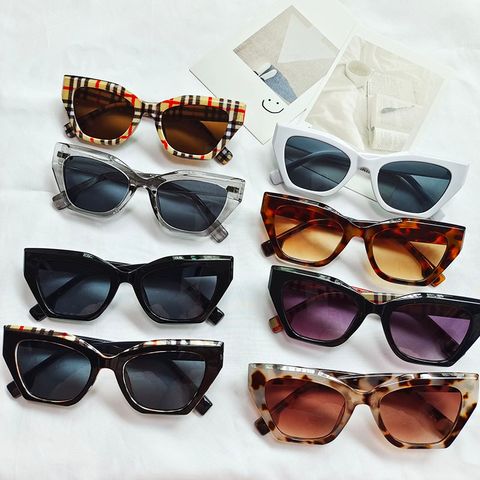 Fashion Color Block Pc Resin Cat Eye Patchwork Full Frame Women's Sunglasses