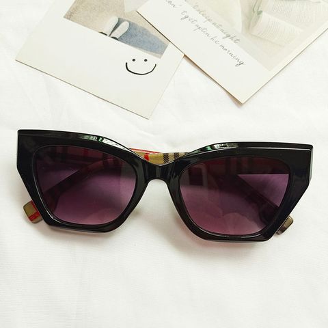 Fashion Color Block Pc Resin Cat Eye Patchwork Full Frame Women's Sunglasses