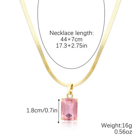 Simple Style Heart Shape Artificial Crystal Alloy Plating Inlay Artificial Gemstones Women's Pendant Necklace