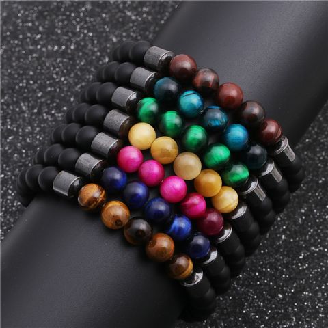 1 Piece Fashion Round Tiger Eye Beaded Unisex Bracelets