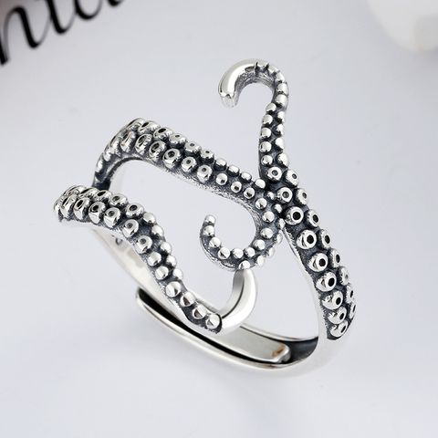 Retro Fashion Octopus Sterling Silver Irregular Rings