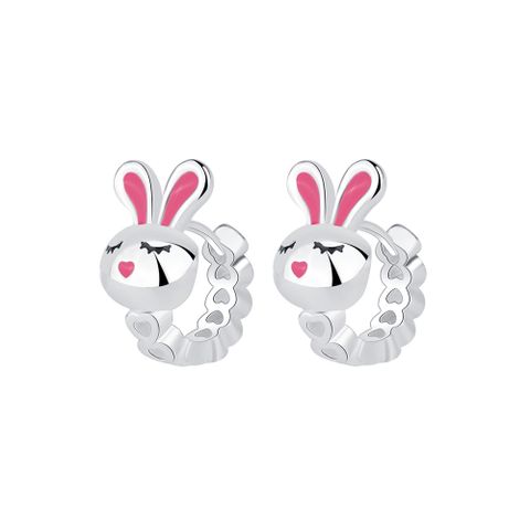 1 Pair Cute Rabbit Copper Enamel Earrings
