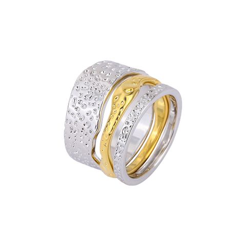 1 Set Fashion Color Block Copper Plating Rings