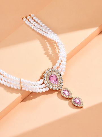 Simple Style Water Droplets Zircon Alloy Plastic Wholesale Layered Necklaces