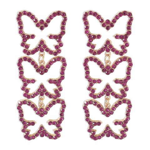 1 Pair Fashion Butterfly Alloy Plating Rhinestones Women's Drop Earrings