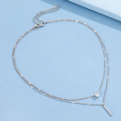 Fashion Double Layered Two-piece Drop-shaped Diamond Long Tassel Pendant Necklace