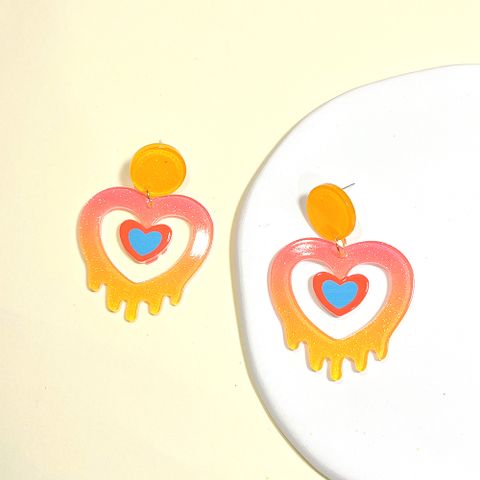 Simple Style Heart Shape Arylic Epoxy Women's Earrings