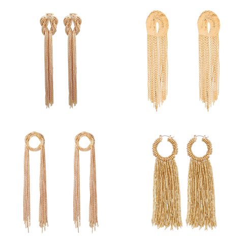 1 Pair Elegant Tassel Plastic Copper Women's Drop Earrings