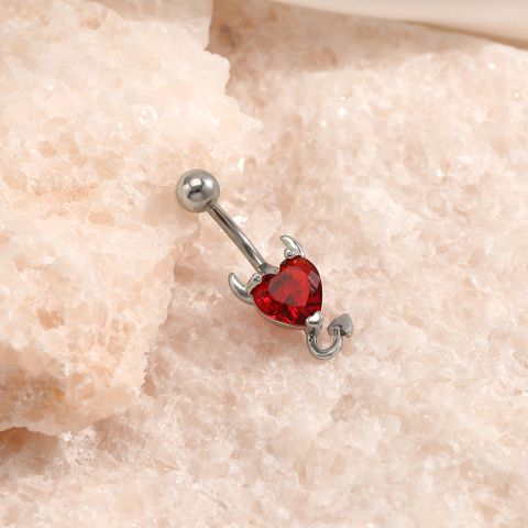 Fashion Heart Shape Stainless Steel Diamond Belly Ring