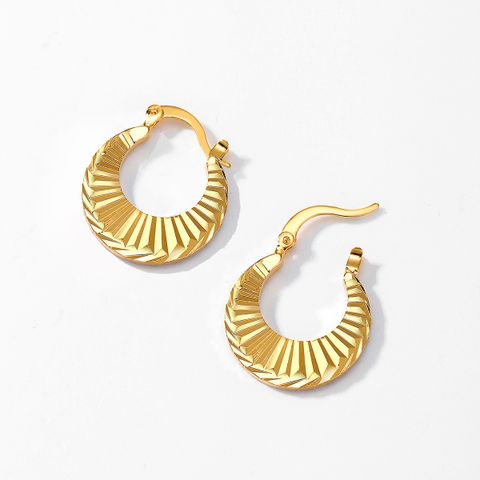 1 Pair Retro Solid Color Stainless Steel Plating Hoop Earrings