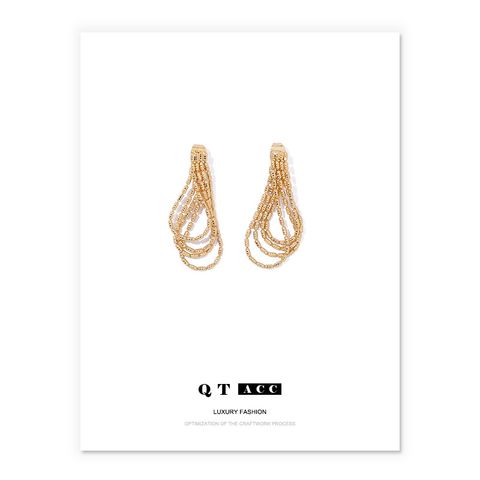 1 Pair Elegant Tassel Brass Plating Drop Earrings