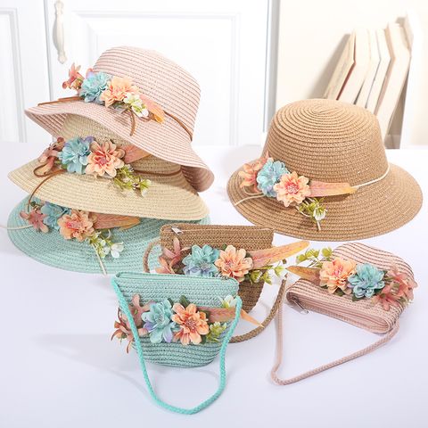 Girl's Fashion Solid Color Bow Knot Straw Hat