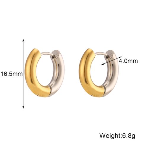 1 Pair Simple Style Round Stainless Steel Plating Hoop Earrings