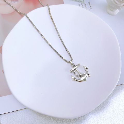 1 Piece Fashion Rudder Anchor Alloy Silver Plated Unisex Pendant Necklace