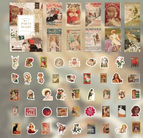 Pickup Boxed Washi Stickers Paris Diary Series Material Paper Notebook Vintage Ins Stickers 55 Pieces 12 Models