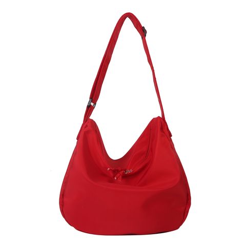 Women's Oxford Cloth Solid Color Basic Dumpling Shape Zipper Shoulder Bag Crossbody Bag