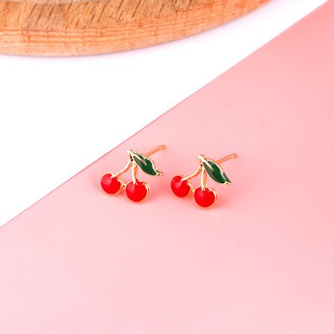 1 Pair Simple Style Fruit Metal Enamel Plating Women's Ear Studs