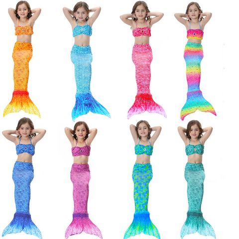 Girl's Fashion Mermaid Nylon Polyester Bikinis 2 Piece Set