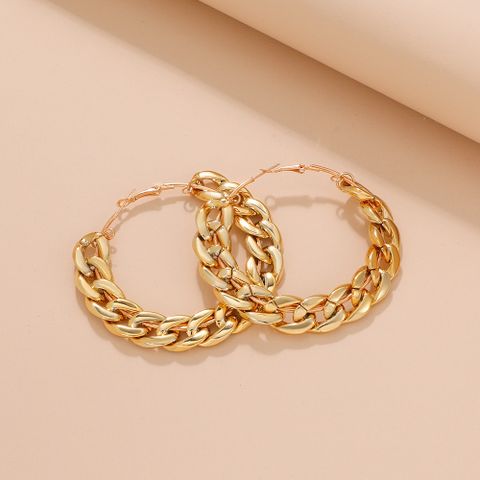1 Pair Nordic Style Circle Alloy 14k Gold Plated Women's Hoop Earrings
