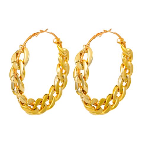 1 Pair Nordic Style Circle Alloy 14k Gold Plated Women's Hoop Earrings